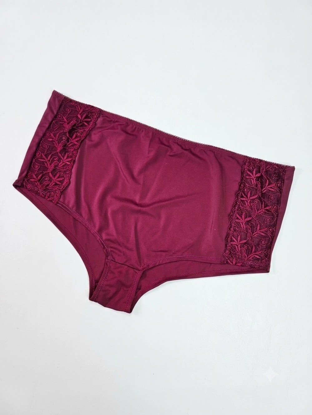 Amoureuse Size 11 NEW Panties Burgundy Floral Lace Panel Full Coverage Stretchy
